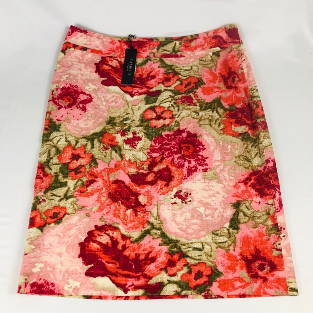 New Talbots Midi Skirt Floral Pattern Size 10